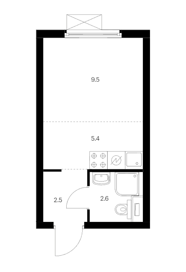 Квартира студия 20 м², 14/14 эт., ЖК «Витебский парк»